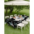 thumbnail image 3 of Easter Bunny Outdoor Tablecloth - 60x84 Inch Rectangle Dining Table Cover, Green Eucalyptus Leaves Spring Flowers Black Waterproof Outdoor Table Cloth with Umbrella Hole & Zipper for Picnic/Patio, 3 of 7
