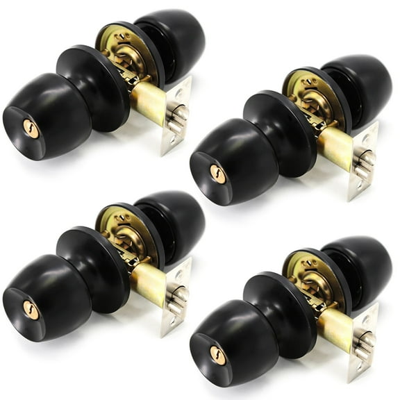 Villar Home Designs Door Knob Versa Black Keyed 4 Pack