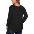 thumbnail image 2 of Amoretu Womens Tops Casual Long Sleeve V Neck Plus Size T Shirts Black XL, 2 of 3