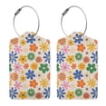 thumbnail image 3 of Disketp 2 PCS Luggage Tag for Suitcase,Groovy Daisy Flowers Leather Baggage Tag with Stainless Steel Loop Privacy Cover for Women Men Girls, 3 of 5