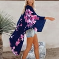 thumbnail image 5 of QUIDOS Womens Cardigan,Women Floral Printed Beach Kimono Cardigan Shawl 3/4 Sleeve Loose Cover Up, 5 of 9