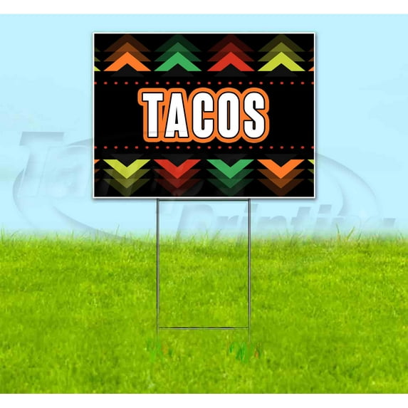 Fiesta Tacos (18" x 24") Yard Sign, Includes Metal Step Stake
