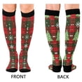 thumbnail image 4 of FORMRS Womens Knee High Socks Casual Long Thick Travel Daily Wear, 2 Pairs, Green Christmas Plaid Pattern, 4 of 6