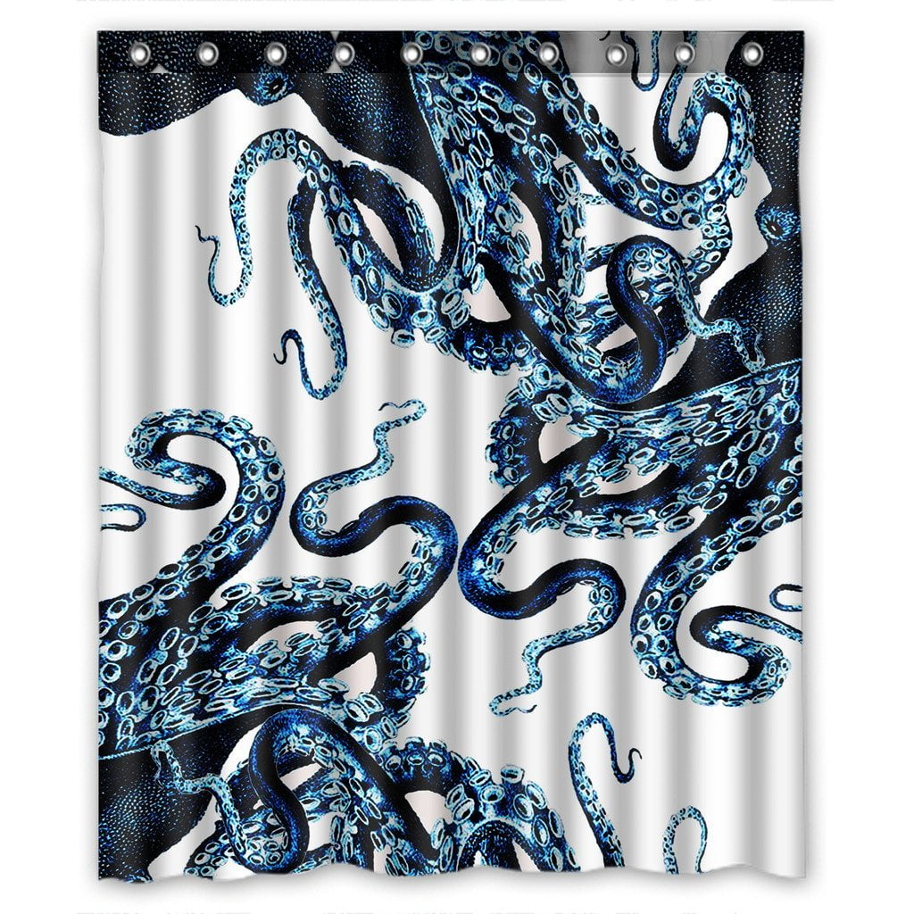 GCKG Red Octopus Bathroom Shower Curtain, Shower Rings Included 100