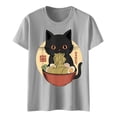 thumbnail image 4 of Womens Anime Cat Ramen Graphic T-Shirts Japanese Funny Graphic Short Sleeve Tees Kawaii Cat Anime Gifts Tops, 4 of 5