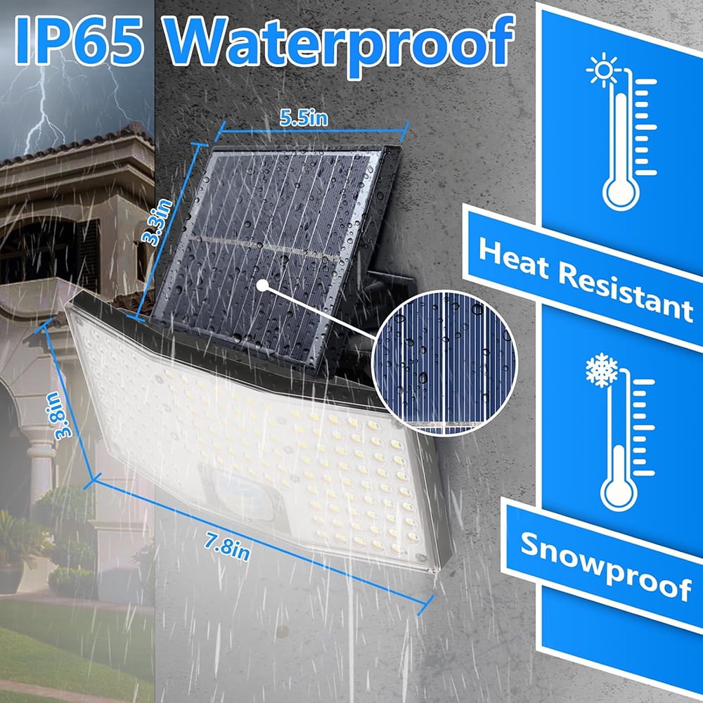 Solar Lights Outdoor, 2 Pack 5500LM Motion Sensor Solar Flood Lights Security Lights, Waterproof Outdoor Lights Solar Powered, 270° Wide Angle Flood Wall Lights for Yard,Patio,Garden,Garage
