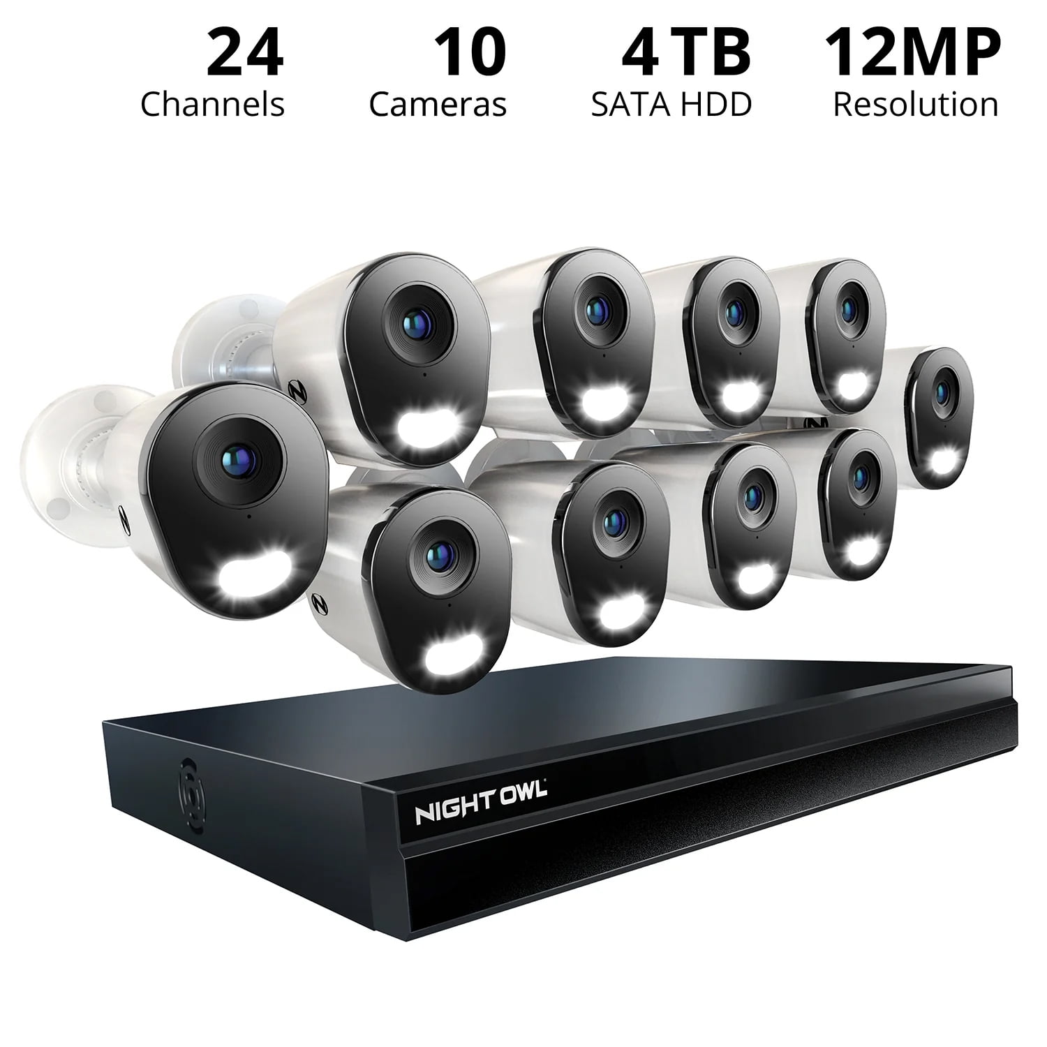 2-Way Audio 24 Channel NVR Security System with 4TB Hard Drive and 10 Wired IP 6K Deterrence Cameras