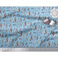 thumbnail image 2 of Soimoi Blue Japan Crepe Satin Fabric Feather & Dream Catcher Home Decor Print Sewing Fabric Yard 42 Inch Wide, 2 of 3