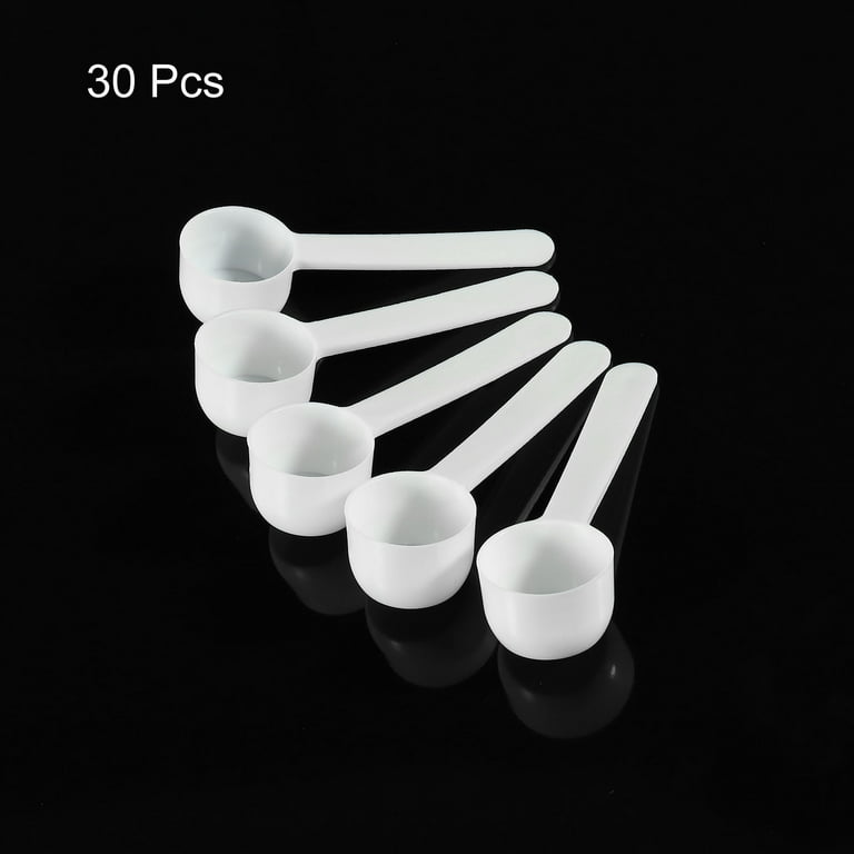 Uxcell Micro Spoons 5 Gram Measuring Scoop Plastic Flat Bottom Mini Spoon 30 Pack, White