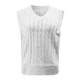 thumbnail image 2 of WNEGSTG Ladies' Solid Color Knit Vest V Neck Vest Sweater Sleeveless Pullover White, 2 of 5