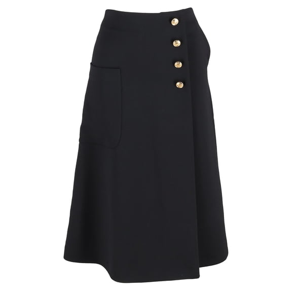 Pre-Owned Mulberry Buttoned Midi Skirt in Black Polyester