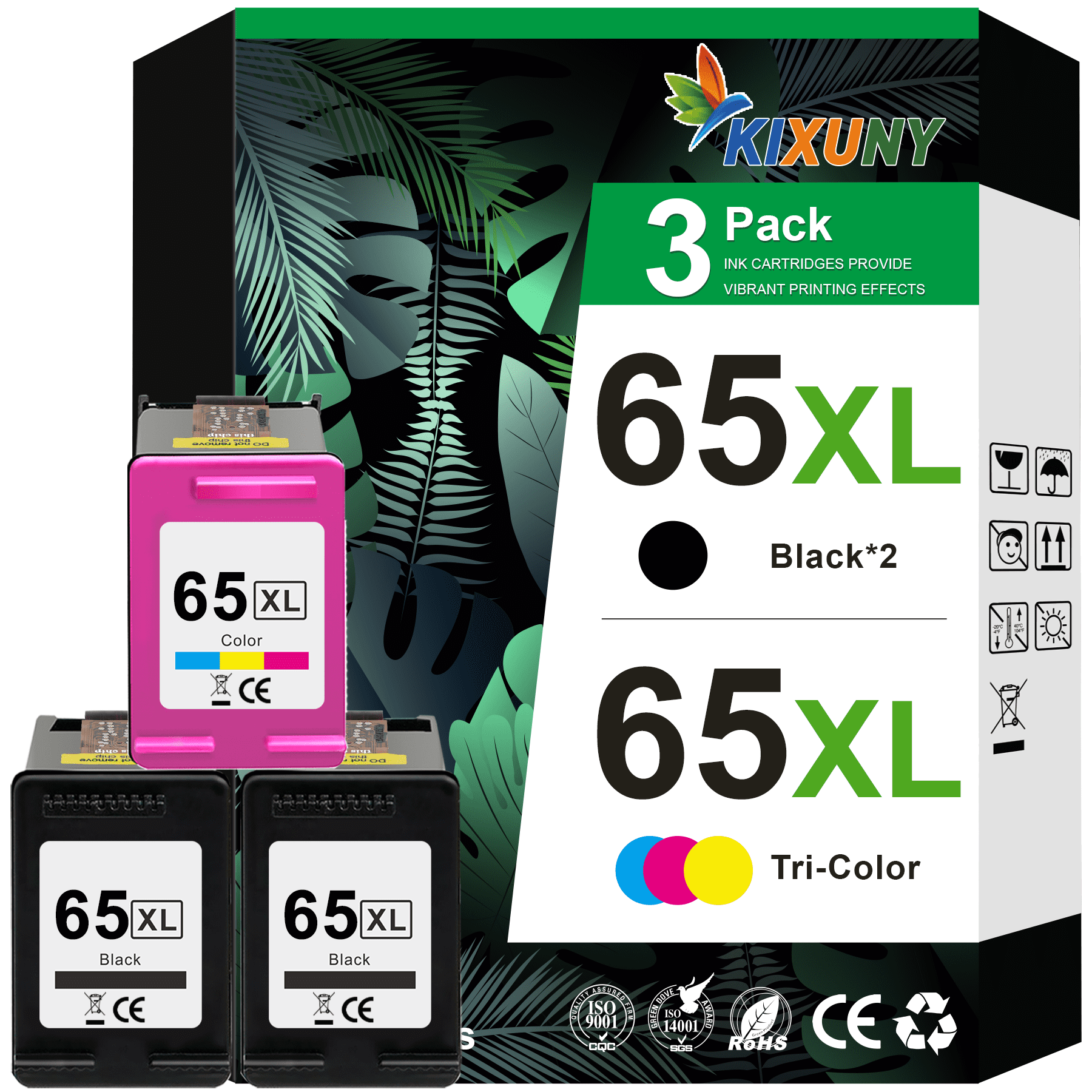 HP 67 Black/Tri-color Ink Cartridges for HP Printers | Works with