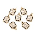 thumbnail image 3 of Brass Micro Pave Clear Cubic Zirconia Pendants with Enamel Octagon with Moon Blue Real 18K Gold Plated 23x17.5x3mm Hole: 5.5x3.5mm, 3 of 3