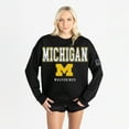thumbnail image 4 of Women's Gameday Couture Black Michigan Wolverines Oversized Level Up Black Label Premium Sweatshirt, 4 of 6