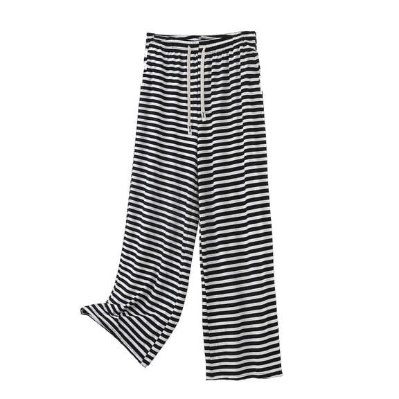 SwiftWear Women's Modal Cotton Striped Lounge Pants Soft Elastic Waist Drawstring Comfy Loungewear & Casual Wide Leg Pants