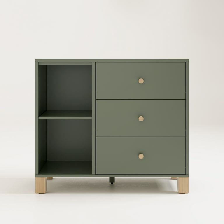 Storkcraft California 3 Drawer Nursery Combo Dresser, Olive with Driftwood  - Walmart.com