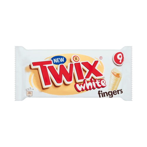 Twix Caramel & White Chocolate Fingers Biscuit Snack Bars Multipack 9 x 20g, British Import (Pack of 3)
