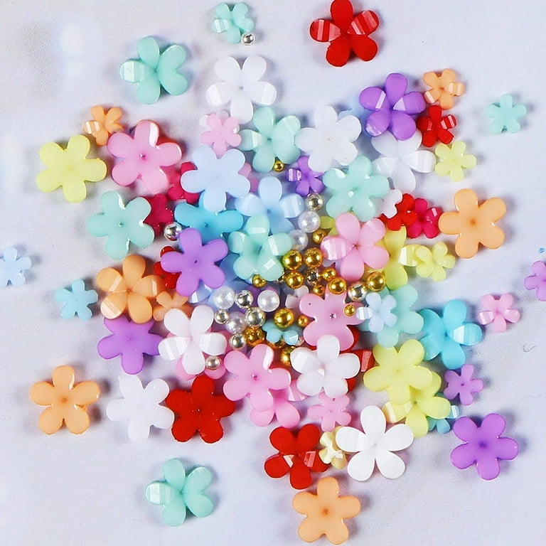 Donano 3D Flower Nail Charms, 2 Boxes 3D Acrylic Flower Nail Art Rhinestones, 3D Flowers for Nails,White Cherry Blossom Spring Acrylic Nail Supplies with