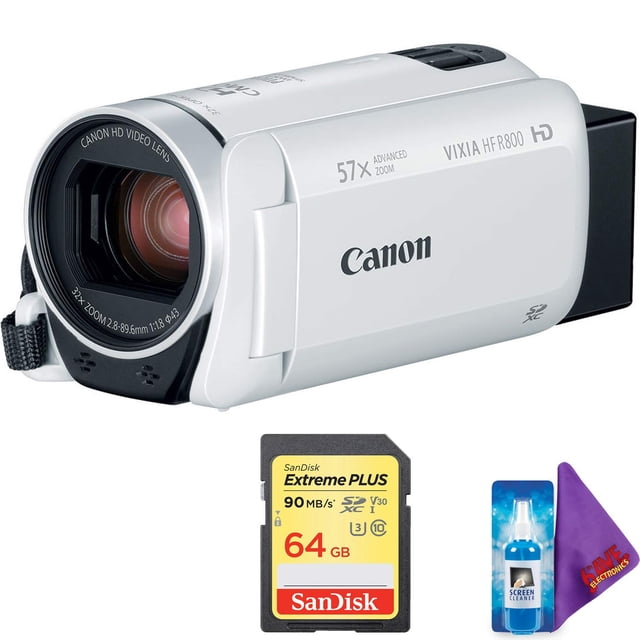 Canon VIXIA HF R800 Camcorder (White) + Pro Memory Card Canon 1960C003