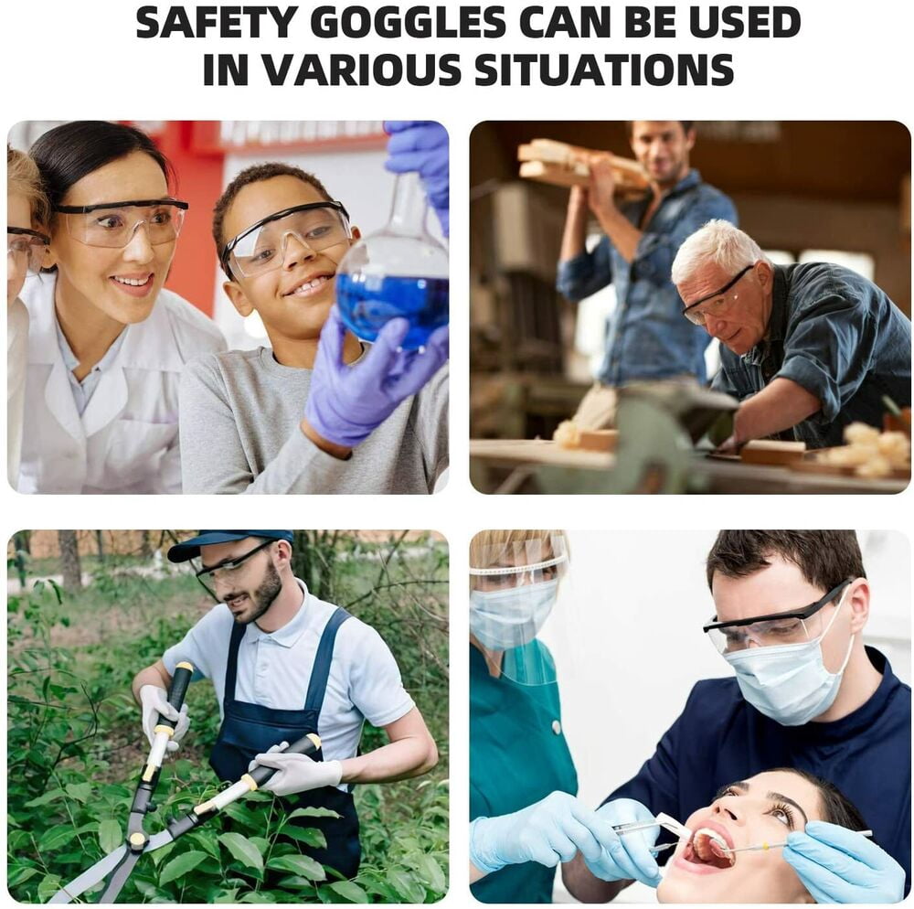 4 pcs Safety Goggles Glasses Anti Fog Lens Clear Chemical Work Lab Protective