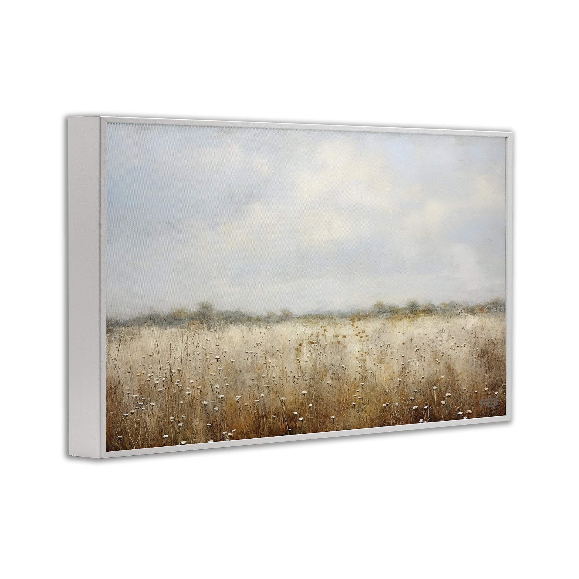 Stupell Industries Soft Daisy Field Landscape Painting White Framed Art Print Wall Art, 30 x 20