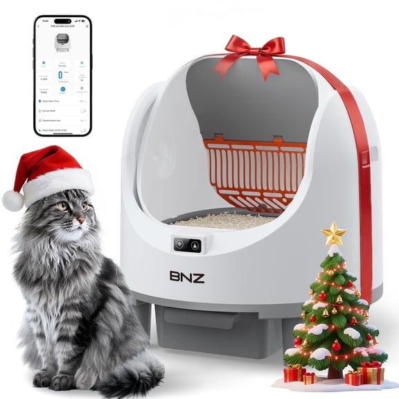 75L Smart Automatic Self-Cleaning Cat Litter Box, App Controlled, with Safety Sensor, White