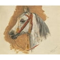 thumbnail image 3 of Sigmund L'Allemand 24x20 Black Modern Framed Museum Art Print Titled - A Horse's Head with Red Bridle (1880), 3 of 5