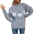 thumbnail image 2 of Blouse Décontractée à Manches Longues Croisées Col Rond avec Poche Imprimée Neige Aguichant pour Femmes Automne Hiver, 2 of 4