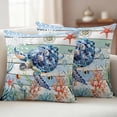 thumbnail image 3 of 2 Pack Outdoor Waterproof Throw Pillow Covers,Ocean Sea Turtle Coral Starfish Decorative Square Patio Pillowcases for Chair Couch Sofa 16x16in, 3 of 9