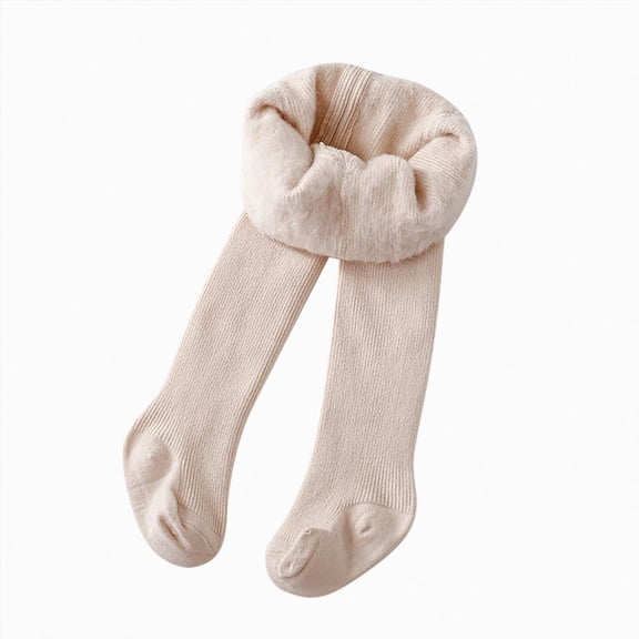 NLOMOCT Baptism Socks for Baby Girls Soft Cute Toddler Kids Baby Girls Cotton Fleece Lined Warm Leggings Pantihose Stretchy Basic Full Length Pantyhose for Winter Stocking,Khaki,0-6 Months