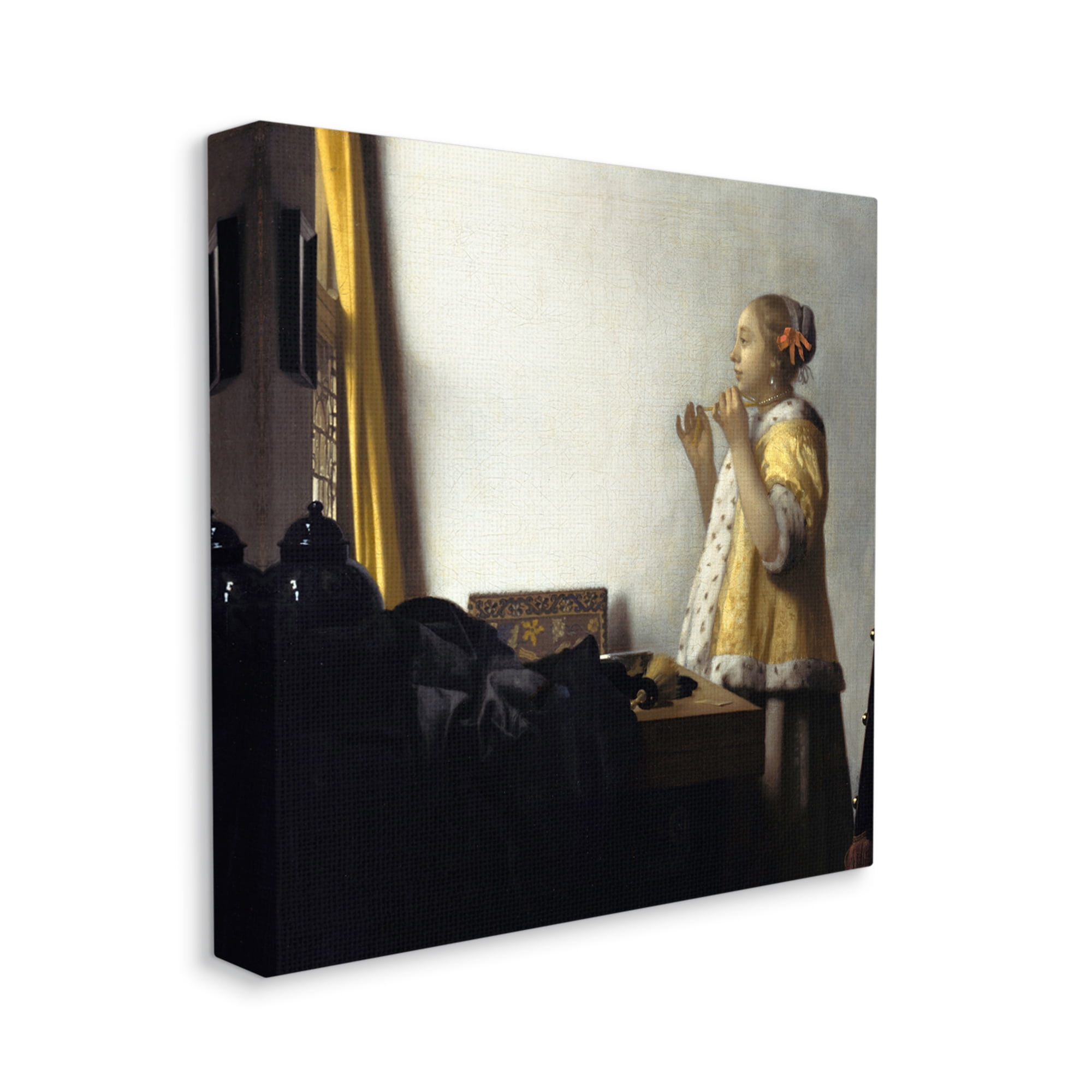 Stupell Industries Young Woman with a Pearl Necklas Johannes Vermeer Painting Painting Gallery Wrapped Canvas Print Wall Art, Design by one1000paintings