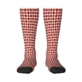 thumbnail image 1 of Gaeub Chaussettes Carrées Rouges et Marron Design Imprimé Chaussettes Hautes Extensibles pour Hommes Femmes Adolescents, Chaussettes de Softball Soccer pour Randonnée, Sport, 1 of 6