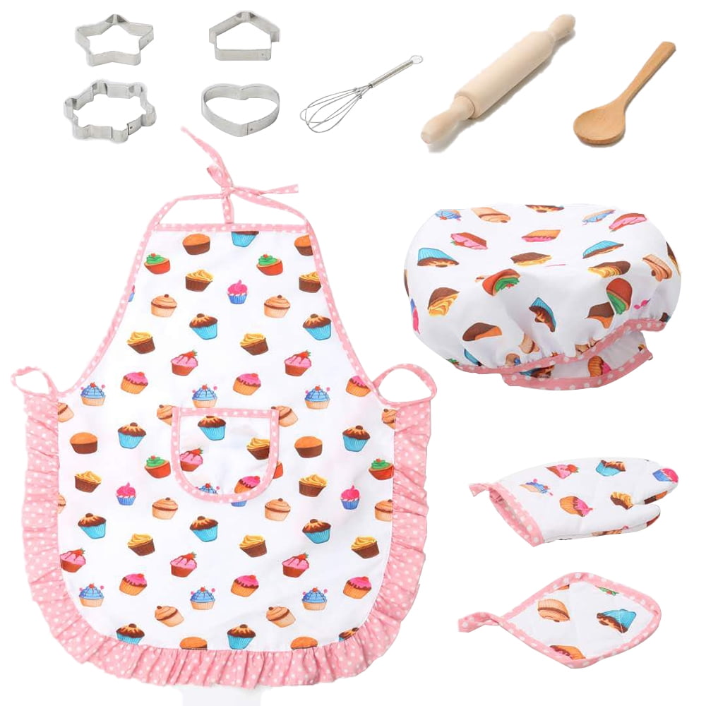 Kitchen Toy Kids Chef Set 11Pcs DIY Children Chef Set with Chef Apron Gloves Chef Hat Chef Costume Career Role Play