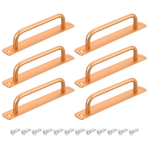 Unique Bargains 6Pack Barn Door Handles, 160mm / 6 Inch Hole Center Sliding Gate Door Pull Handle for Wardrobe Closet (Gold)