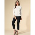 thumbnail image 2 of INSPIRE CHIC Women's Ruffle Neck Bubble Sleeve Elastic Cuff Button Work Office Blouse, 2 of 6