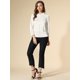 thumbnail image 2 of Blusa de satén Allegra K con cuello volantes y puño elástico Mujer Blanco Talla L, 2 of 6