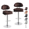 thumbnail image 1 of Set De 2 Bancos Barra Cocina Acolchonados Silla Con Respaldo Altura Regulable Giratorio 360° Diseño Acabado De La Estructura Cromado Color Café blick, 1 of 9