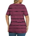 thumbnail image 4 of Odbmxy Tshirts Shirts for Women Short Sleeve V-Neck Summer Shirts for Women Striped Fancy Relaxed Fit Holiday Red Tops, 4 of 6