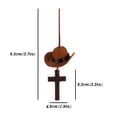 thumbnail image 3 of Car Pendant Black Wooden Crucifix Cross with Brown Cowboy Hat, Rearview Mirror Interior Decorative Accessories, 3 of 6