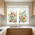 thumbnail image 5 of Watercolor Wildflower Butterfly Tier Curtain,Light Filtering Washable Short Cafe Window Curtain for Kitchen,Laundry,Home Decor,1 Pair, 5 of 6