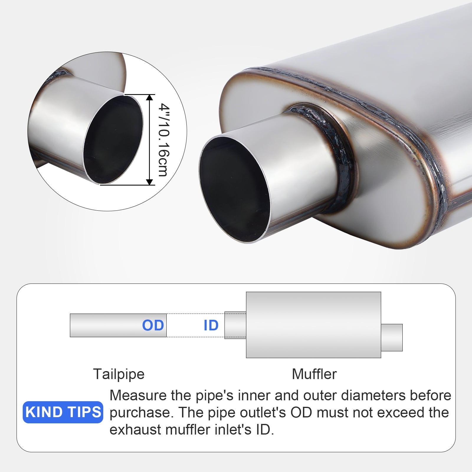Universal Exhaust Muffler 409 Stainless Steel Performance Muffler for Cars Trucks, 2.25" Inlet (ID) 2.25" Outlet (ID), center - offset
