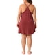 thumbnail image 3 of Noche de mujer plus size Agnes Orinda con tirantes de espagueti, escote en V, sin mangas, espalda de corredor, pijama chemise, vestido de noche 1X color rojo vino, 3 of 6