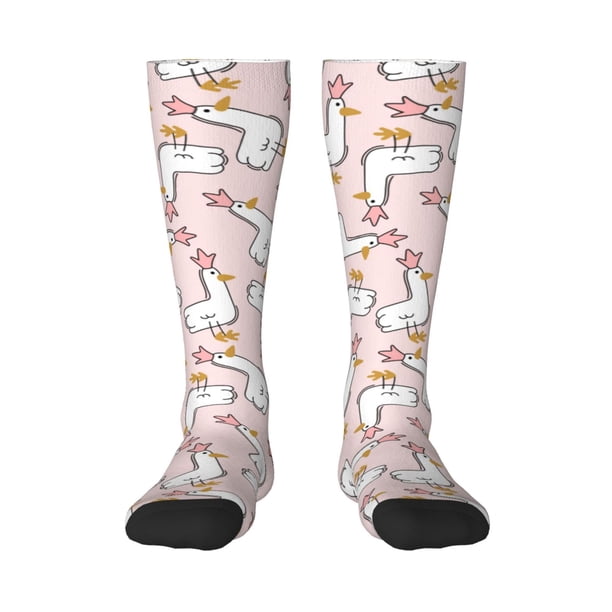 Fotbe Goose Queen Calcetas Divertidas Estampadas para Hombre y Mujer, Calcetas de Algodón hasta la Rodilla para Caminar, Correr, Enfermería y Embarazo