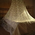 thumbnail image 7 of Bed Canopy Mesh Netting with Fluorescent Stars for Girls Kids Glow in Dark Hanging Bed Dome Canopy Crib Tent Easy Installation Mosquito Net for Single to King Size Beds (White), 7 of 7