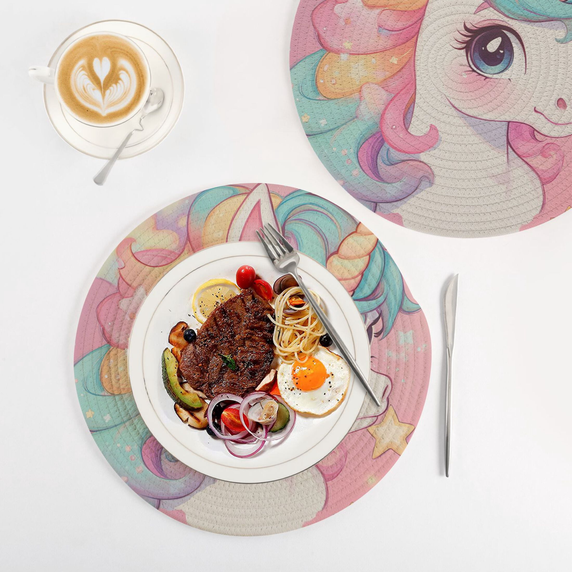 WOBOGO Cute Baby Pony Coil Placemats 3pcs Resistant Hot Pads Mat for Table Counter Cooking Potholder 15in