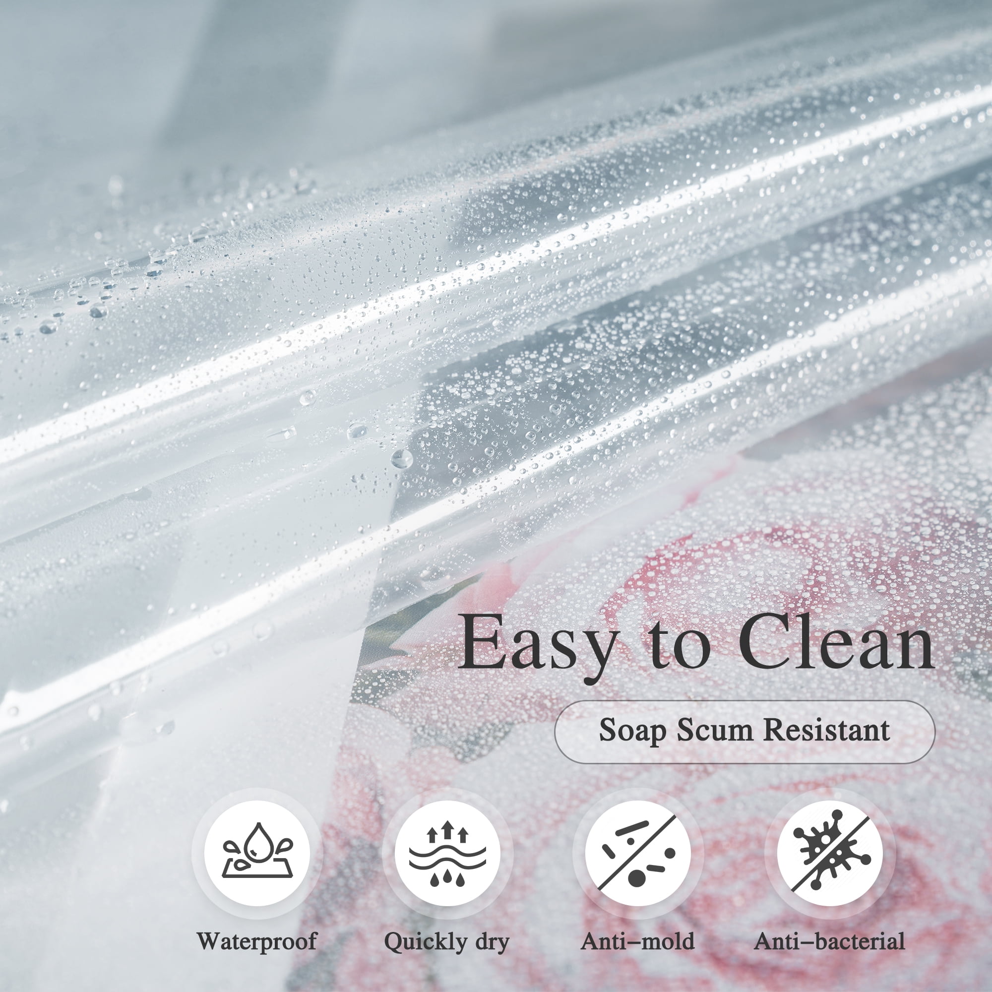 Inosoo Clear Shower Curtain Liner, 72"Wx 78"L Extra Long Heavy Duty PEVA Plastic Shower Liner , Waterproof Transparent Shower Curtain with Magnets , Mold & Mildew Resistant