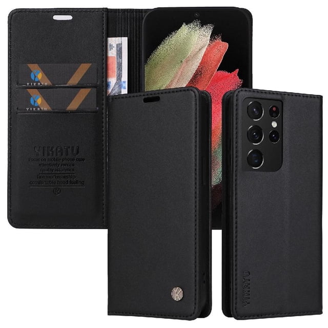 Funda para Samsung Galaxy S21 Ultra Estuche de Cuero PU Tipo Cartera con Ranuras para Tarjetas y Cierre Magnético