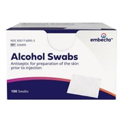 Embecta (Formerly BD) Alcohol Prep Pads, 70% Strength Isopropyl Alcohol, Box of 100 Individual Packets