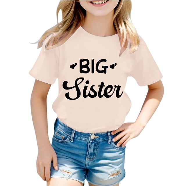 Dsscvnef Vêtements pour Enfants Filles Mode Manches Courtes Col Rond Chemises d'Été pour Filles 4-5 Ans Chemises pour Filles Vêtements pour Enfants Filles
