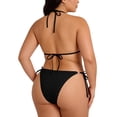 thumbnail image 3 of Womens Thong Bikini Sets String Halter Two Piece Swimsuit Cheeky Solid Color Bathing Suit Black 2XL(2XL), 3 of 8